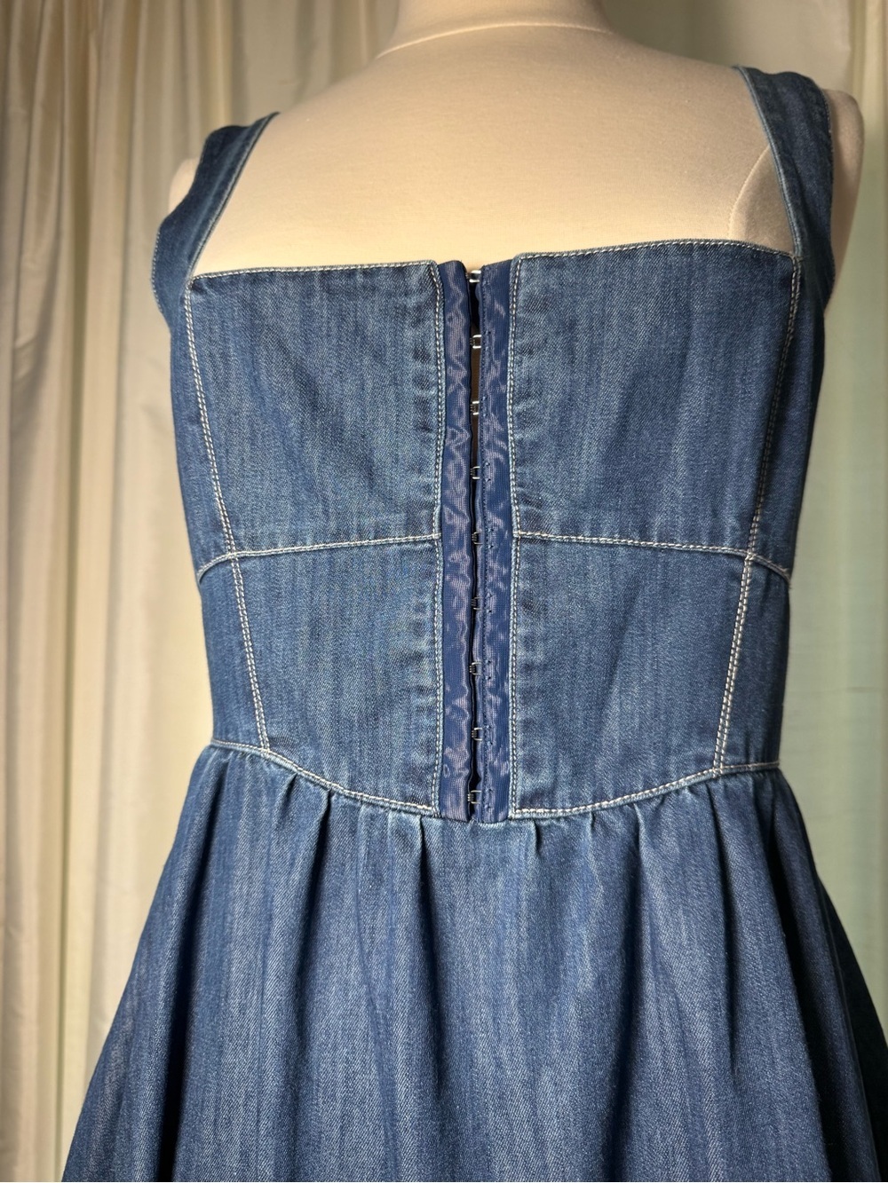 Denim Maxi Dress with Button Front and Pockets - Picture 12 of 13